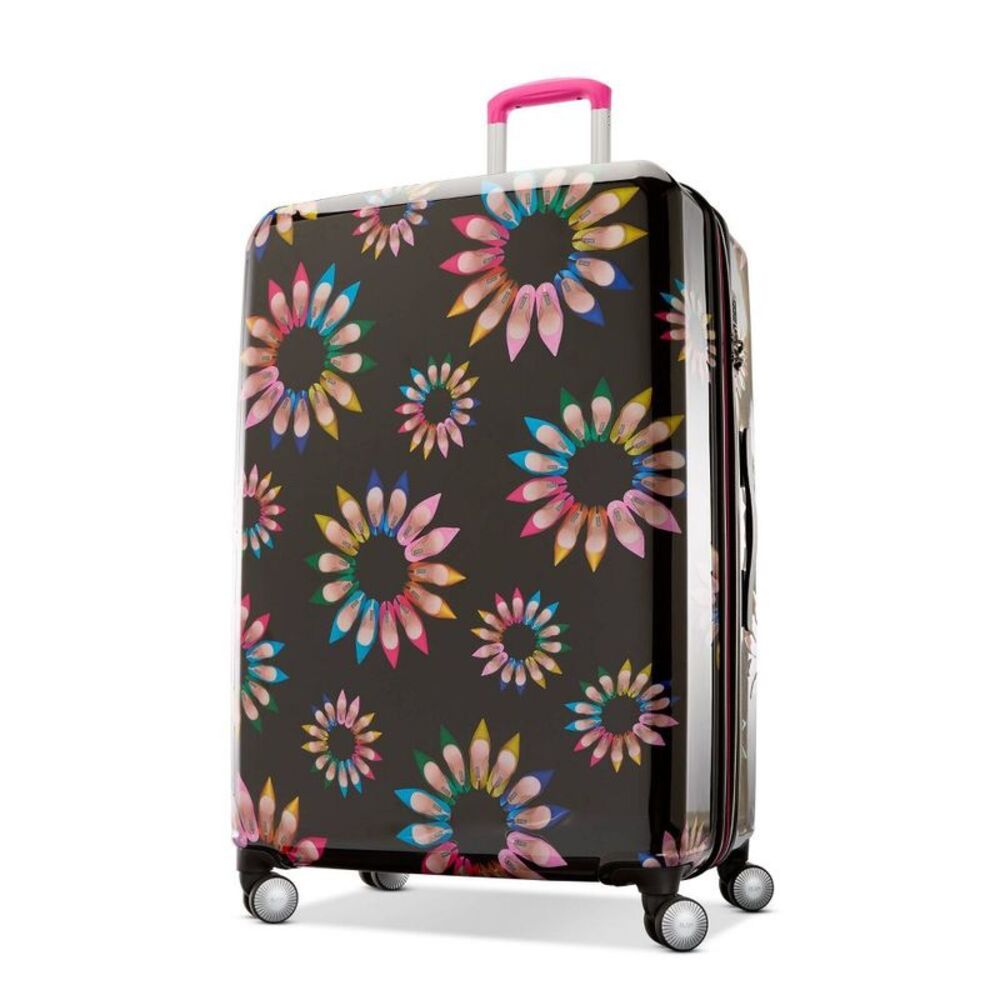 Hardside Expandable Large Checked Spinner Suitcase - Black Shoe Wheel